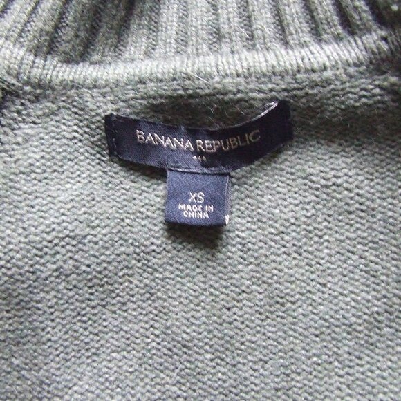 Banana Republic dress green sweater angora fur v-neck knee length preppy cozy XS - Picture 10 of 14